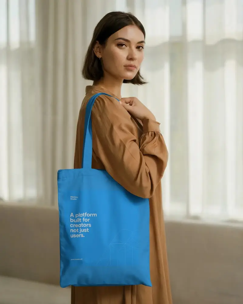 Casual Everyday Shoulder Tote Bag Mockup With Simple Design For Custom Printing Gift Idea