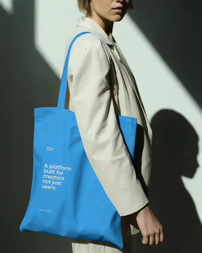 Minimalist Tote Bag Mockup Shoulder Hanging Fashion Accessory Eco Friendly Carrying Design Template