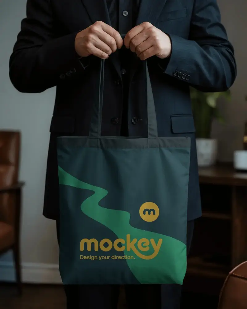 Professional Suit Style Tote Bag Mockup Formal Office Environment Modern Business Casual Look
