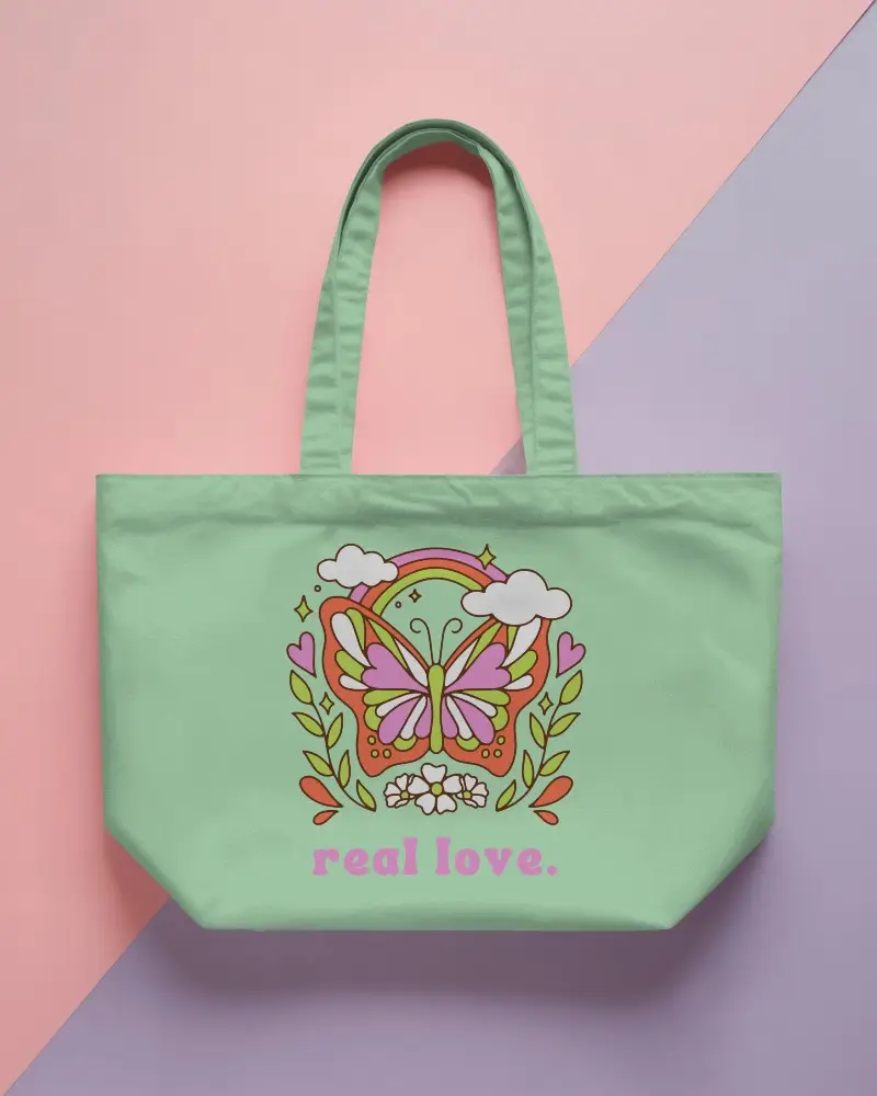 Minimalist Product Display Tote Bag Mockup On Dual Tone Pastel Background Clean And Modern Design Presentation