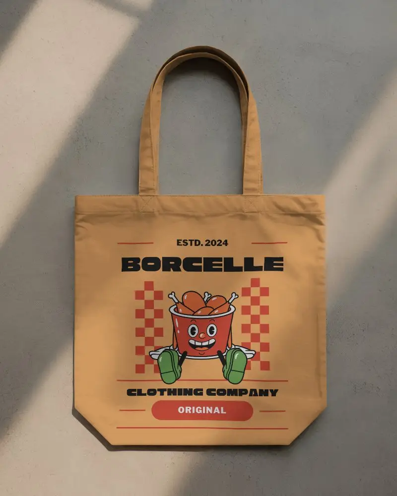 Sunlit Studio Tote Bag Mockup Flat Lay On Concrete Floor With Soft Shadows Perfect For Minimalist Branding