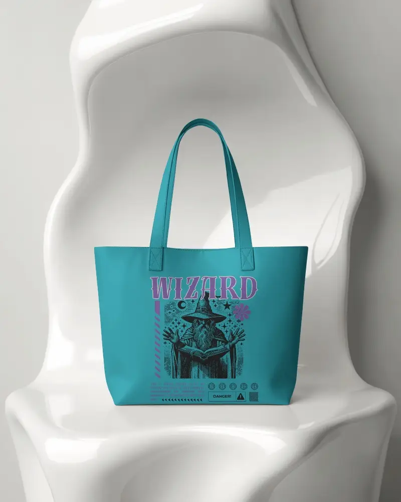 Sleek White Studio Chair Tote Bag Mockup High Gloss Surface Modern Interior Aesthetic Product Display Shot