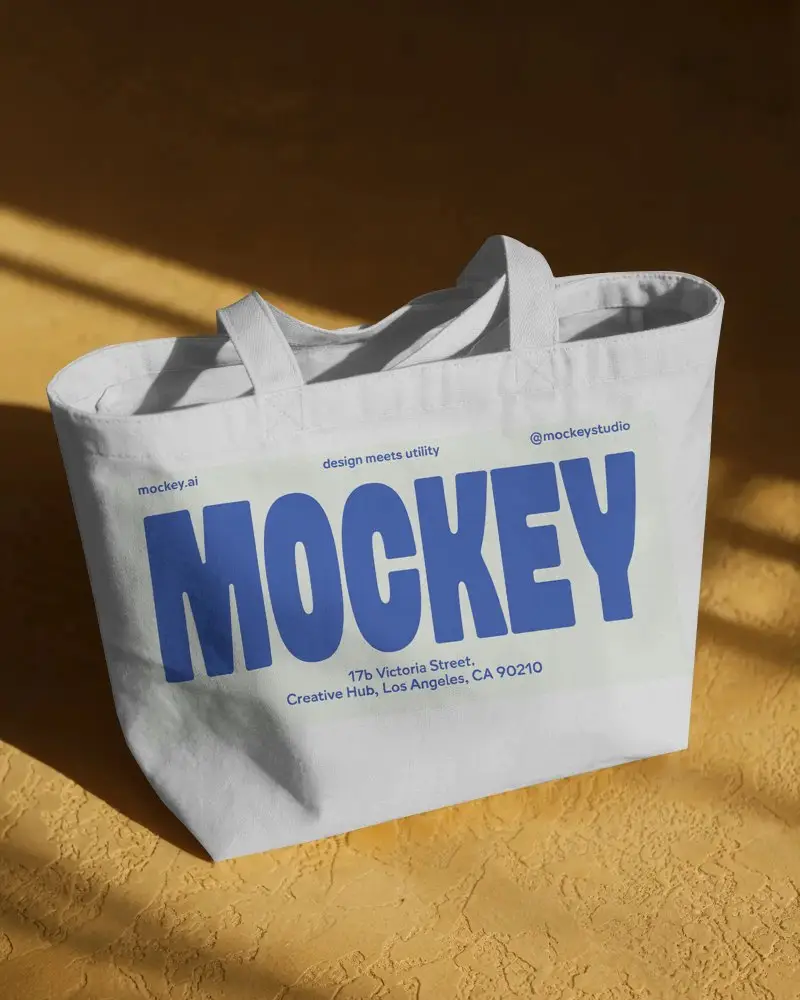 Eco Friendly Reusable Tote Bag Mockup With Long Handles Perfect For Shopping And Everyday Use