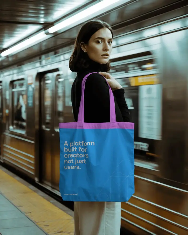 Modern Casual Tote Bag Mockup For Branding And Retail Product Display Usage