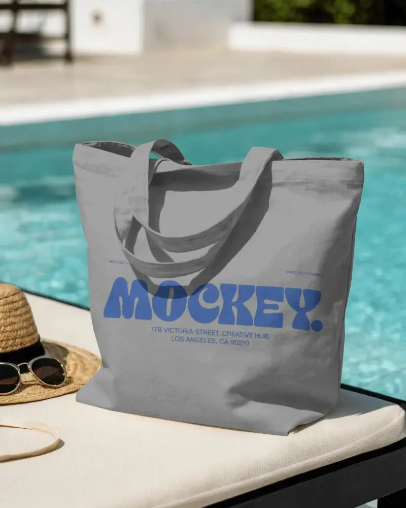 Reusable Canvas Tote Bag Mockup With Strong Handles For Carrying Groceries Or Personal Items