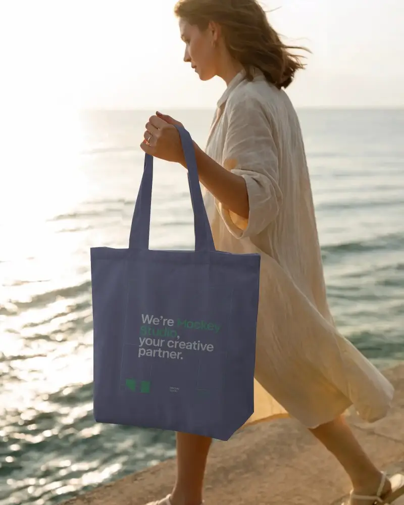 Large Capacity Canvas Tote Bag Mockup With Long Handles For Casual And Outdoor Activities