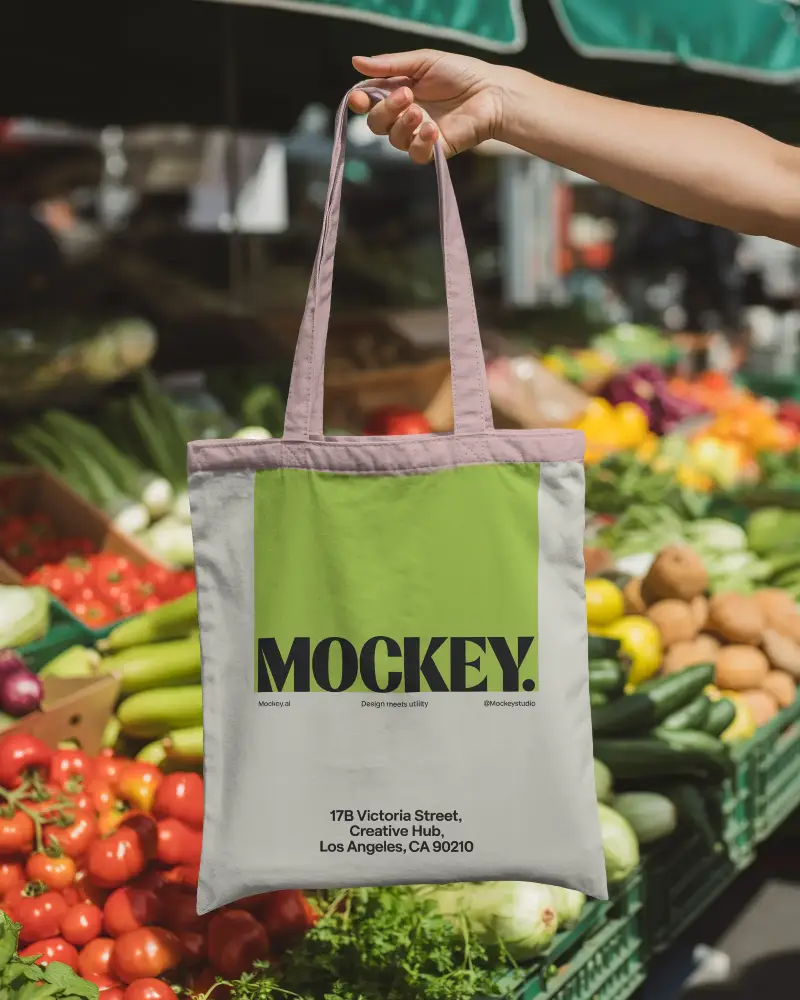 Eco Friendly Reusable Tote Bag Mockup Grocery Shopping Daily Use And Carrying Everyday Items