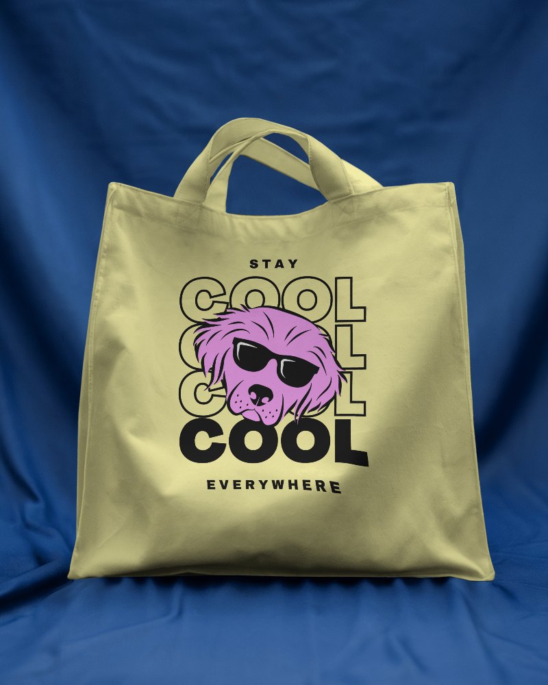 Tote Bag Mockup On Blue Background