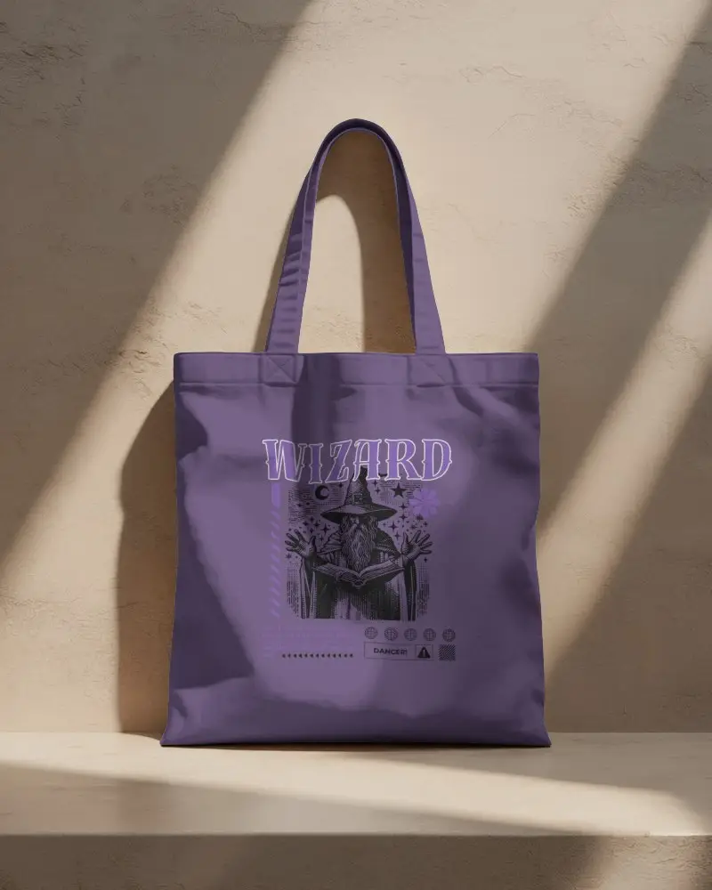 Tote Bag Mockup On Textured Wall Soft Shadow Rays Minimal Aesthetic Scene With Arched Lighting