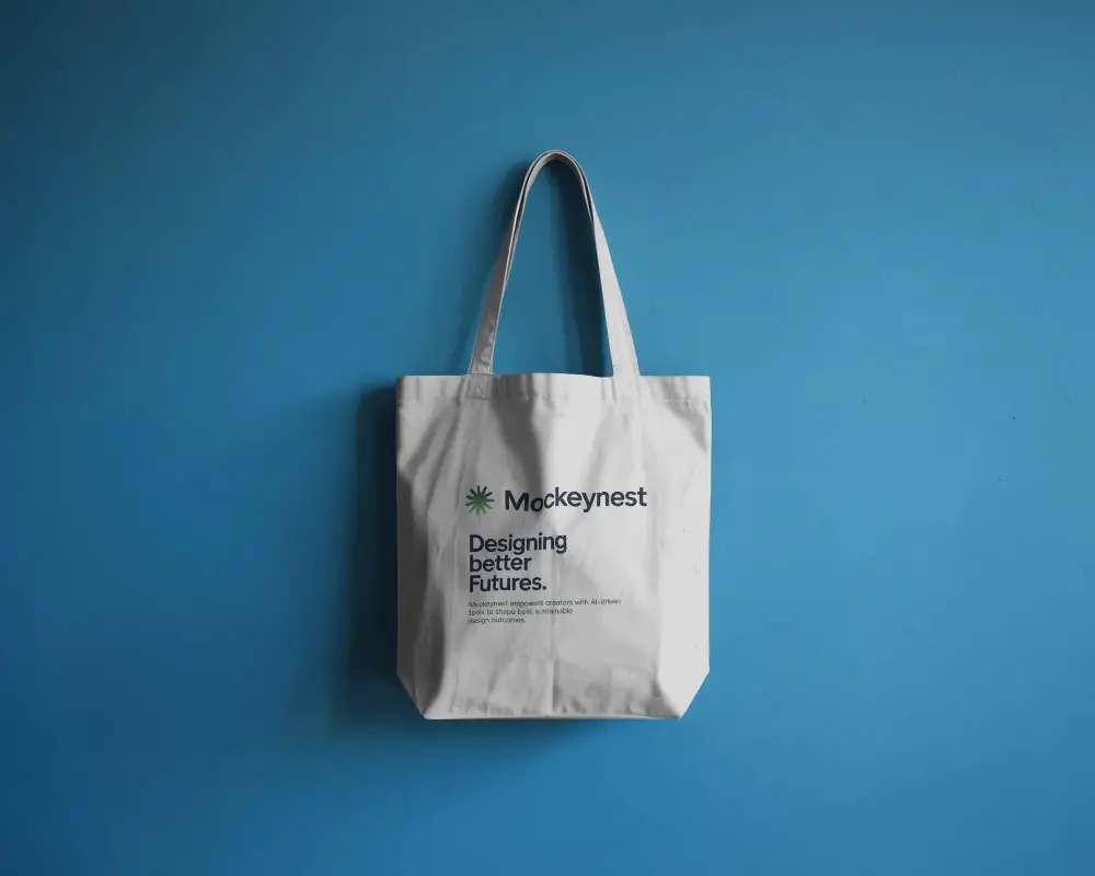 Blank Minimalist Tote Bag Mockup On Solid Background For Branding And Advertisement