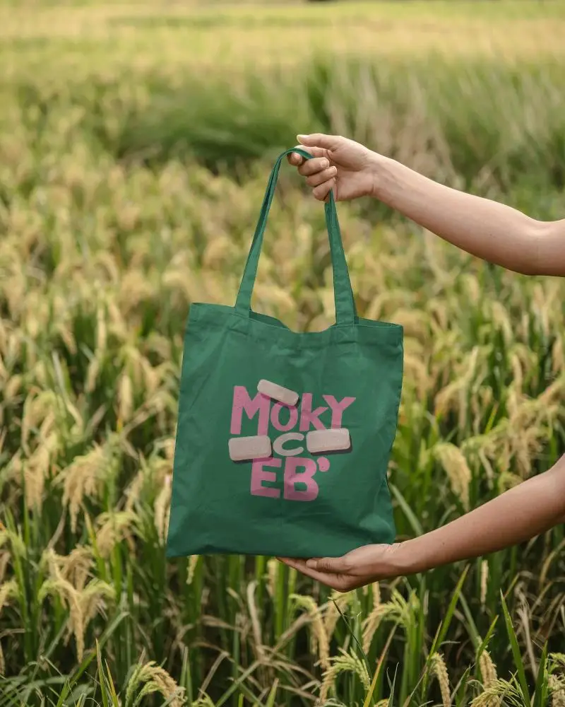 Eco Friendly Cotton Tote Bag Mockup Showcasing Reusable Carrying Pouch For Sustainable Living