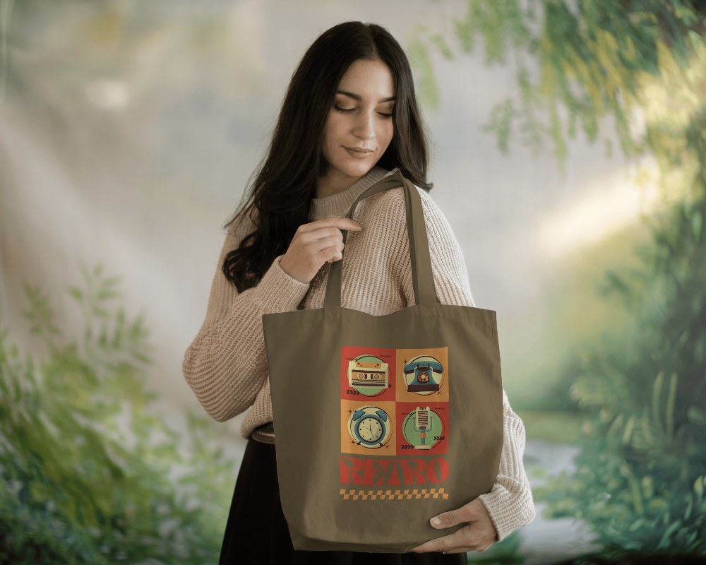 Tote Bag Mockup Held In Outdoor Setting