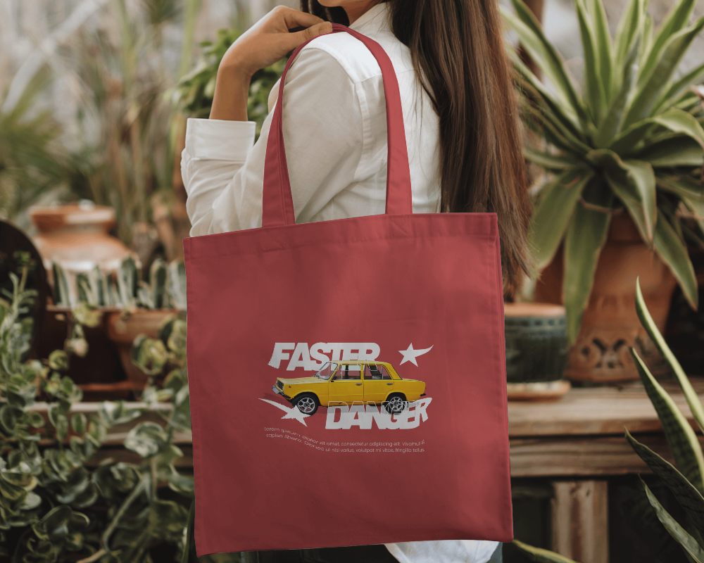 Tote Bag Mockup With Model In Garden
