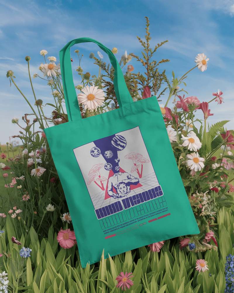 Tote Bag Mockup Among Flower Meadow