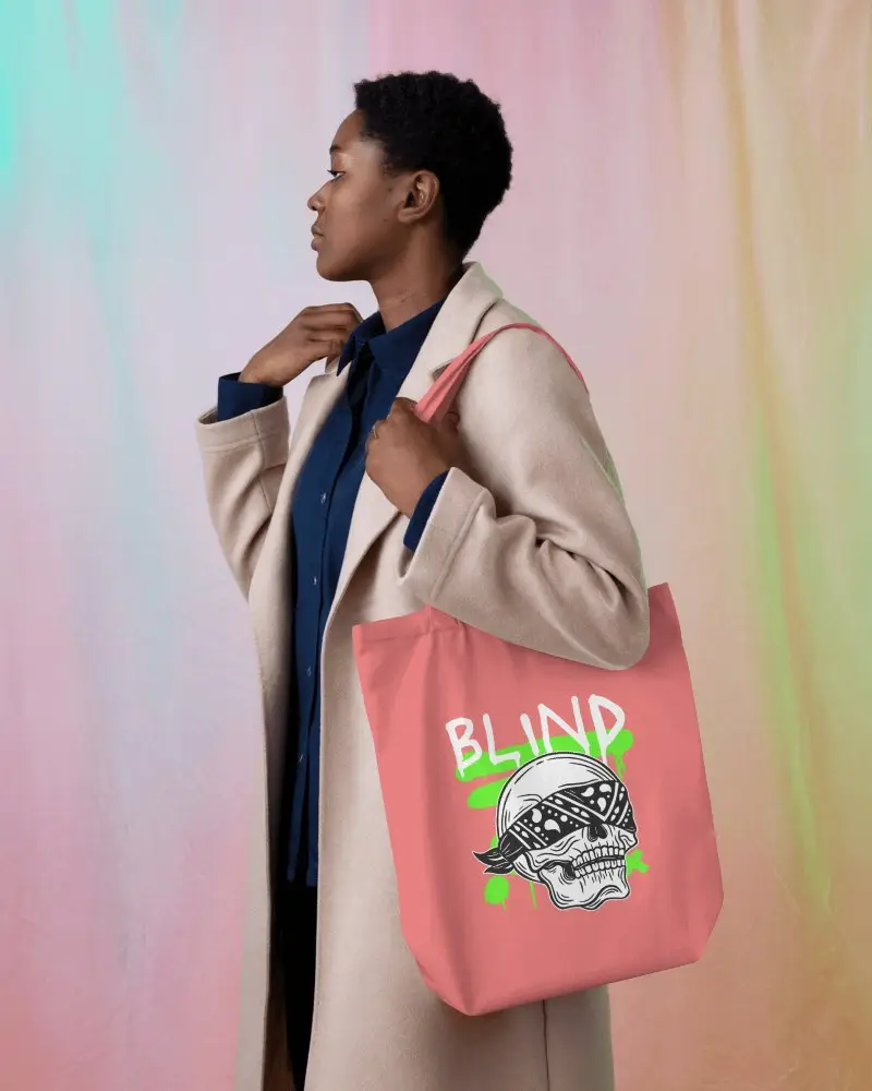 Totebag Mockup Soft Fabric Bag Resting On Flat Surface Top Handles Visible Cozy Foldable Style Editable Realistic