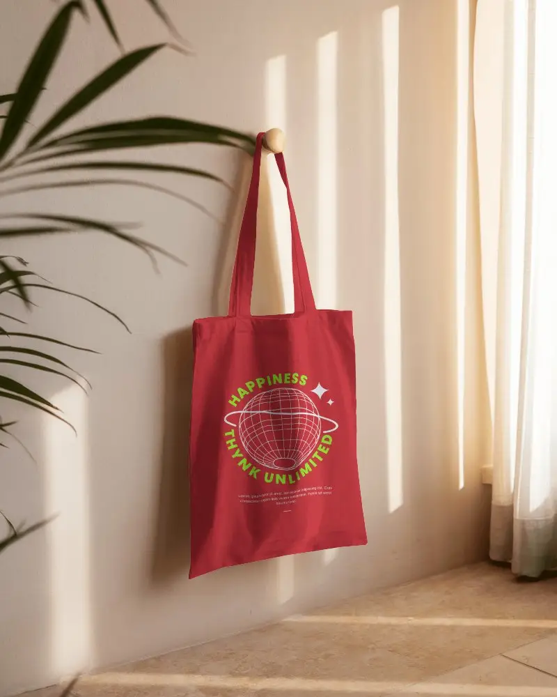 Minimalist Tote Bag Mockup Suspended In Soft Light Urban Chic Ambience With Blank Canvas For Creative Design