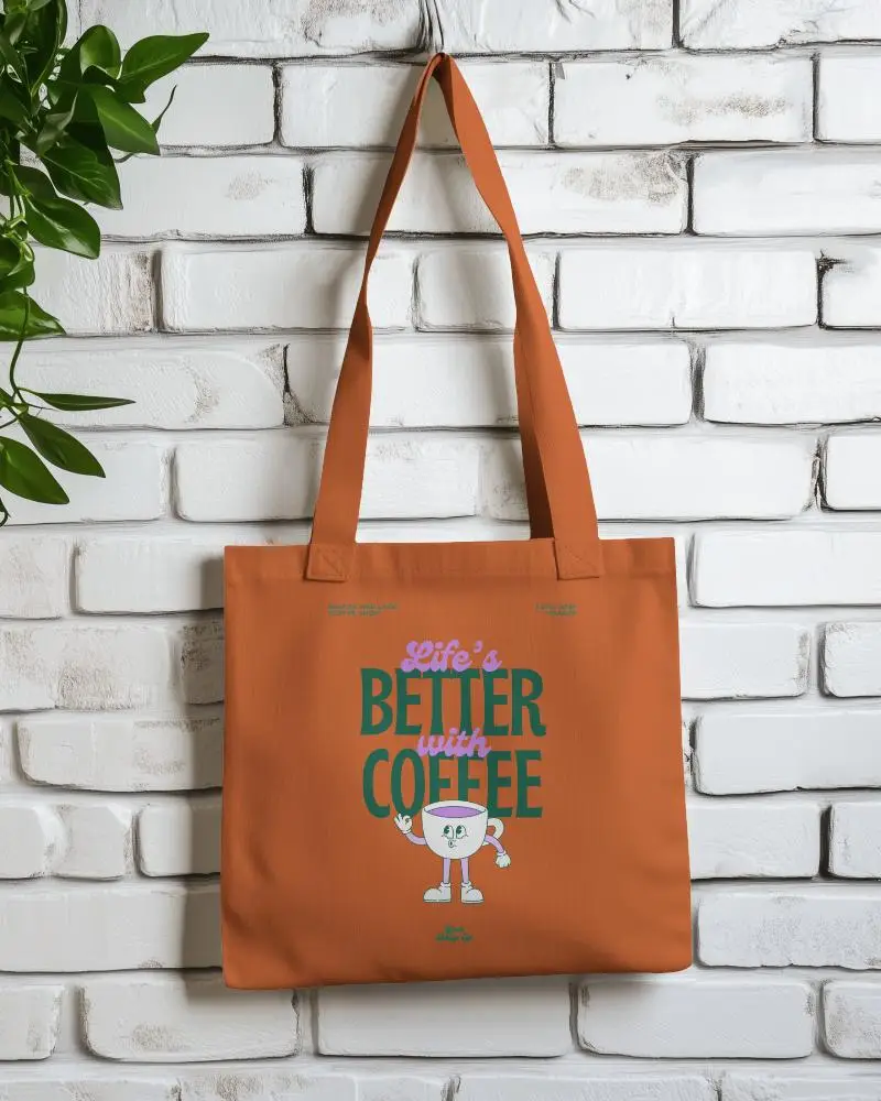 Minimalist Tote Bag Mockup With Bold Typography Design On Neutral Backdrop