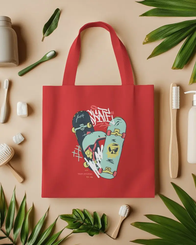 Modern Minimalist Tote Bag Mockup With Bold Typography On Clean Background