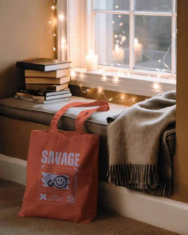 Organic Cotton Tote Mockup Folded Casually With Subtle Crease Details And Eco Print