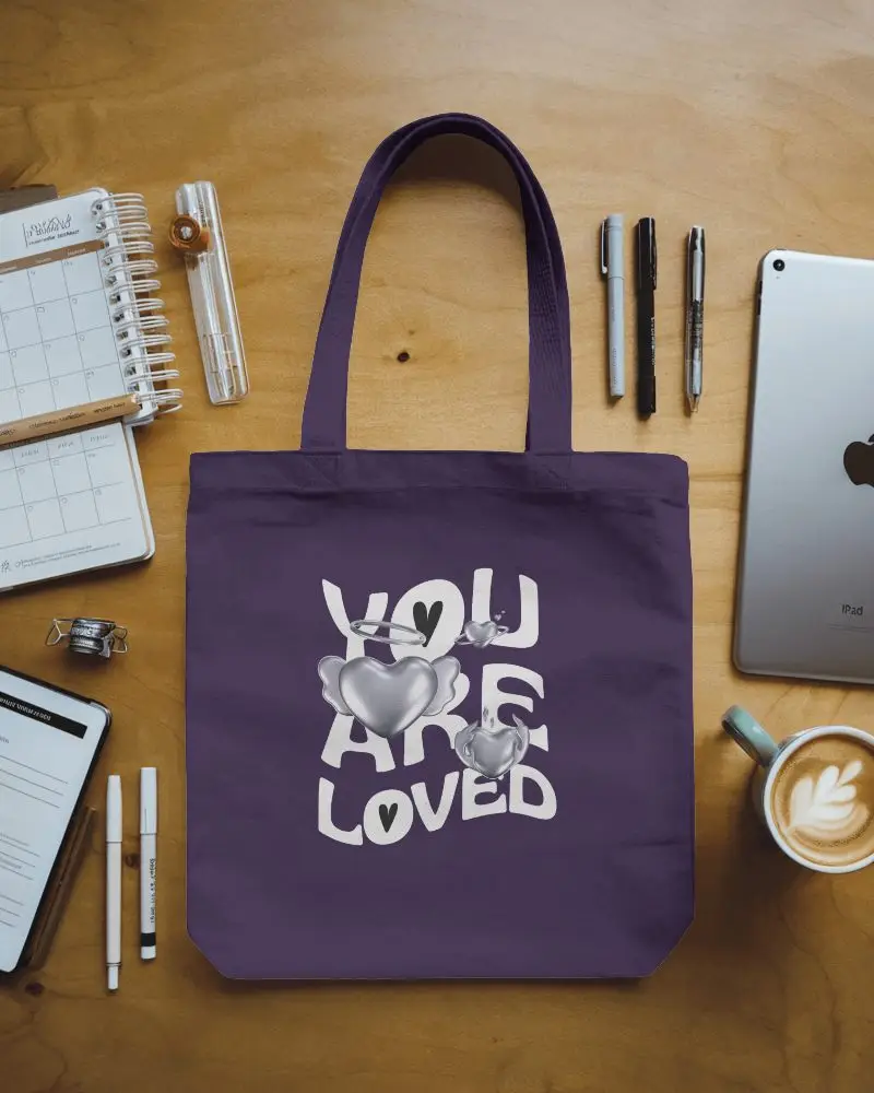 Minimalist Tote Bag Mockup Clean Design With Bold White Text Modern And Sleek Aesthetic