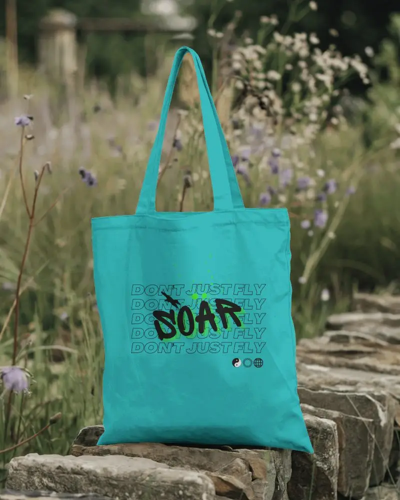 Outdoor Lifestyle Totebag Mockup Minimalist Design Placeholder On Cotton Tote Placed Amongst Floral Backdrop Relaxing And Eclectic Aesthetic