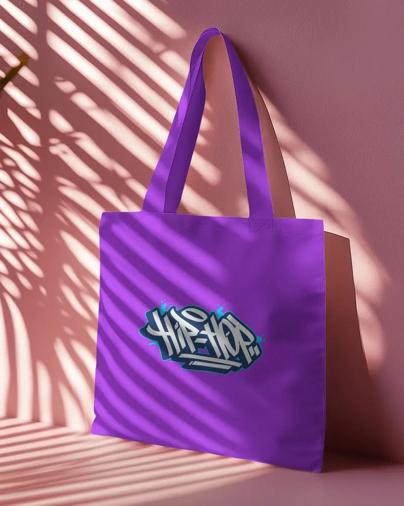 Modern Minimal Totebag Mockup With Geometric Shadow Pattern On Pastel Wall Clean And Contemporary Ambience