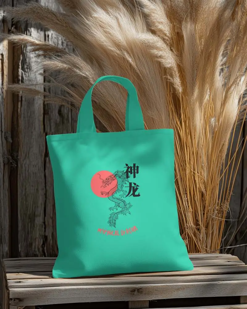 Farmhouse Style Totebag Mockup Surrounded By Burlap Bags And Apples In Rustic Setting Wholesome And Rustic Ambience
