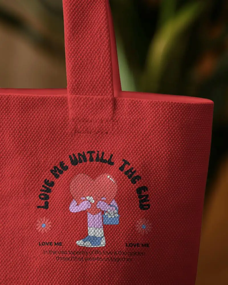 Textured Canvas Totebag Mockup With Blurred Natural Background Emphasizing Material Detail And Minimalist Aesthetic