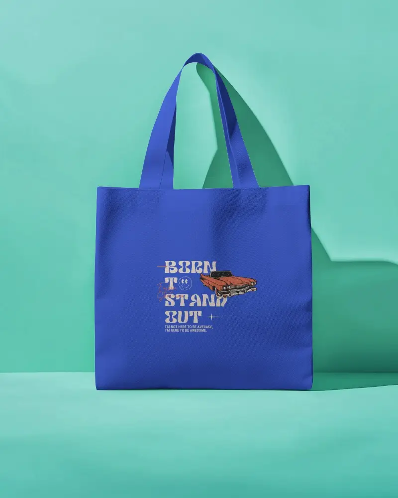 Trendy Tote Bag Mockup Bright Fabric On Fresh Mint Background Soft Shadow Modern Urban Stylish Display