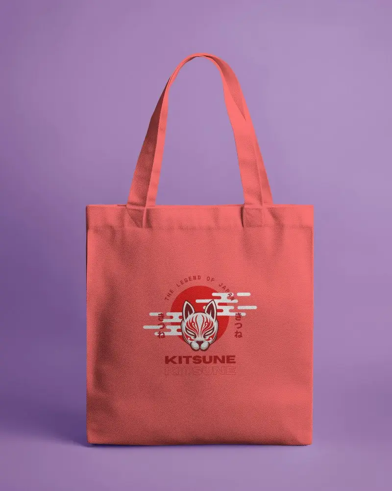 Minimalist Premium Tote Bag Mockup Coral Fabric Soft Violet Backdrop Modern Elegant Soft Shadow Stylish Scene