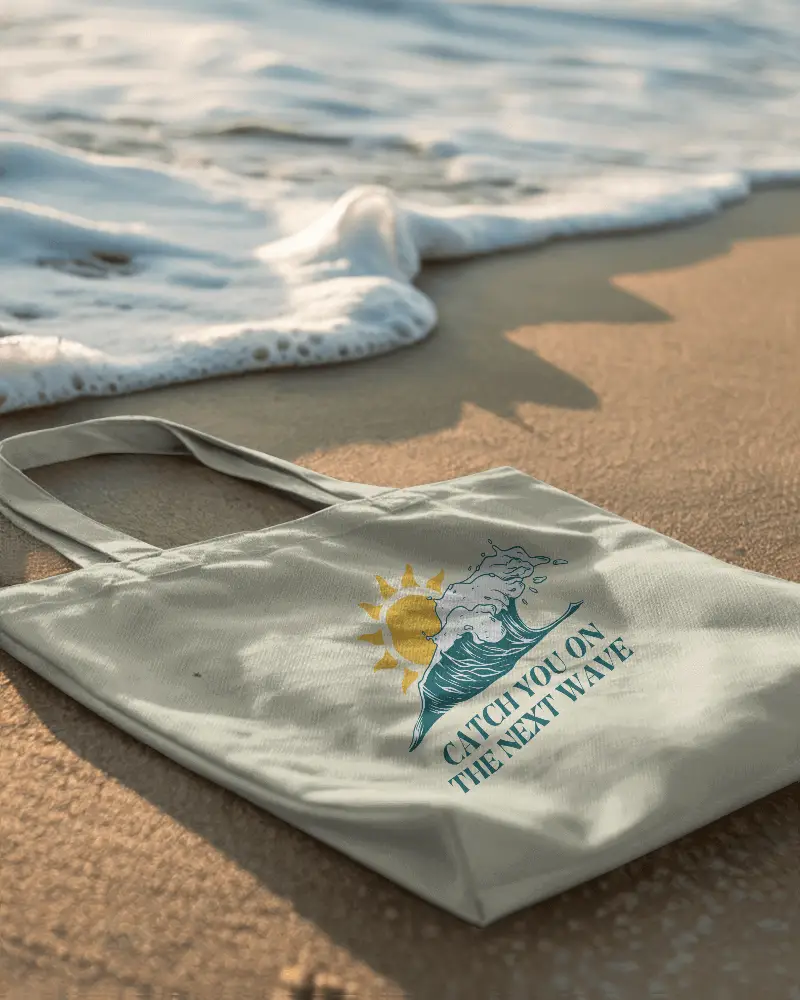 Stylish Tote Bag Mockup Placement Outdoor Seaside Scene For Advertising And Presentation