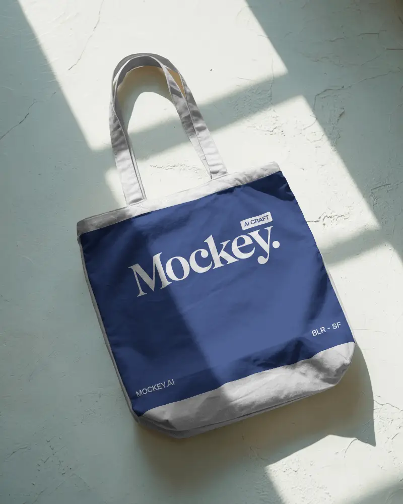 Eco Friendly Reusable Tote Bag Mockup With Long Handles For Grocery Shopping
