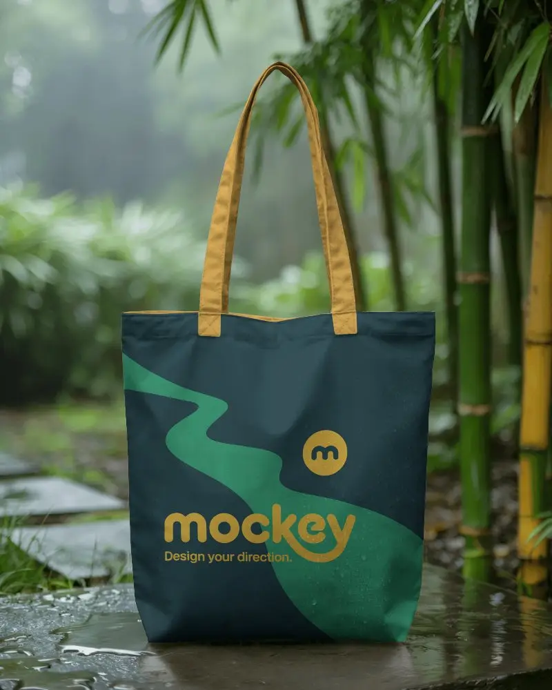 Reusable Water Resistant Tote Bag Mockup On Nature Background Perfect For Product Presentation 0328