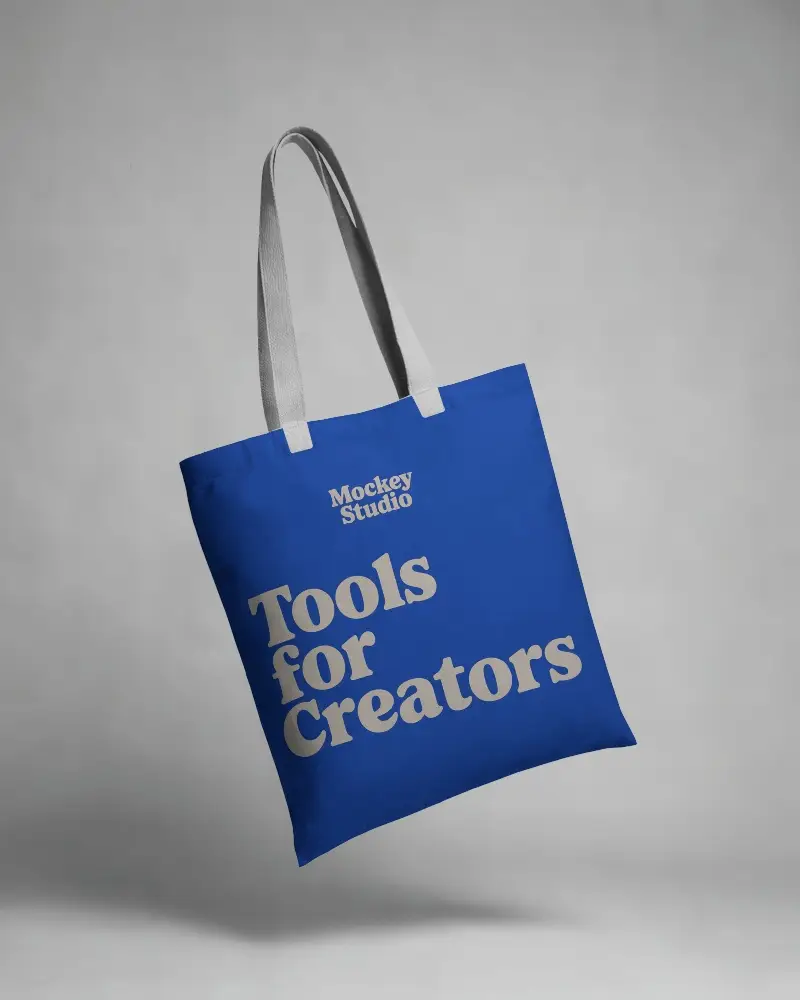 Minimalist Tote Bag Product Mockup With Long Handles Floating On Neutral Background 0336