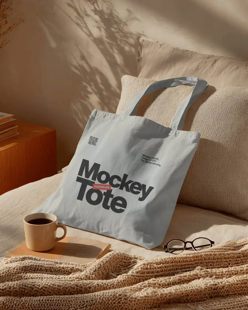 Minimalist Tote Bag Mockup With Natural Light And Relaxed Home Environment Showcase