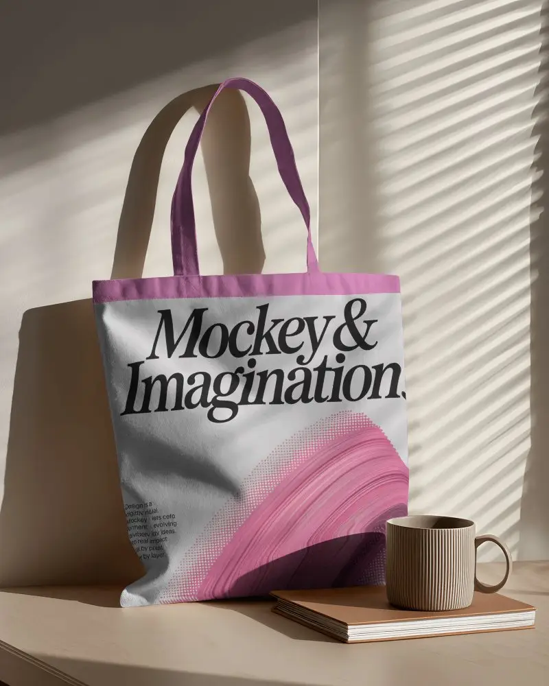 Eco Friendly Tote Bag Mockup With Realistic Lighting For Custom Graphic Design Showcase