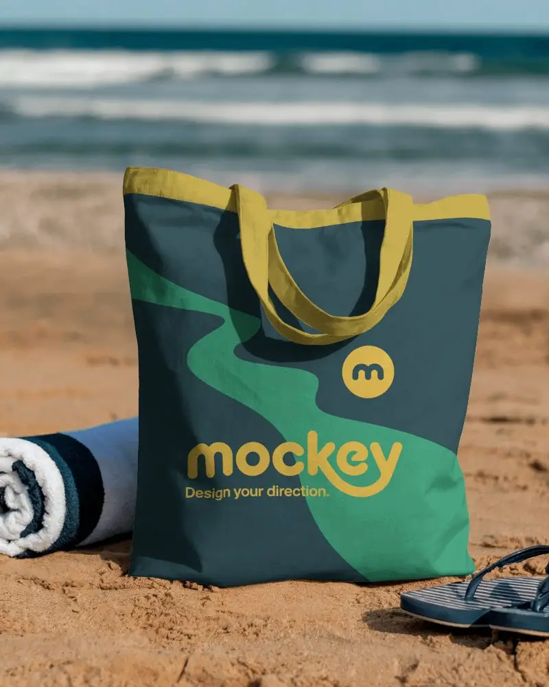 Durable Beach Tote Bag Mockup With Long Handles Perfect For Vacation And Shopping Use
