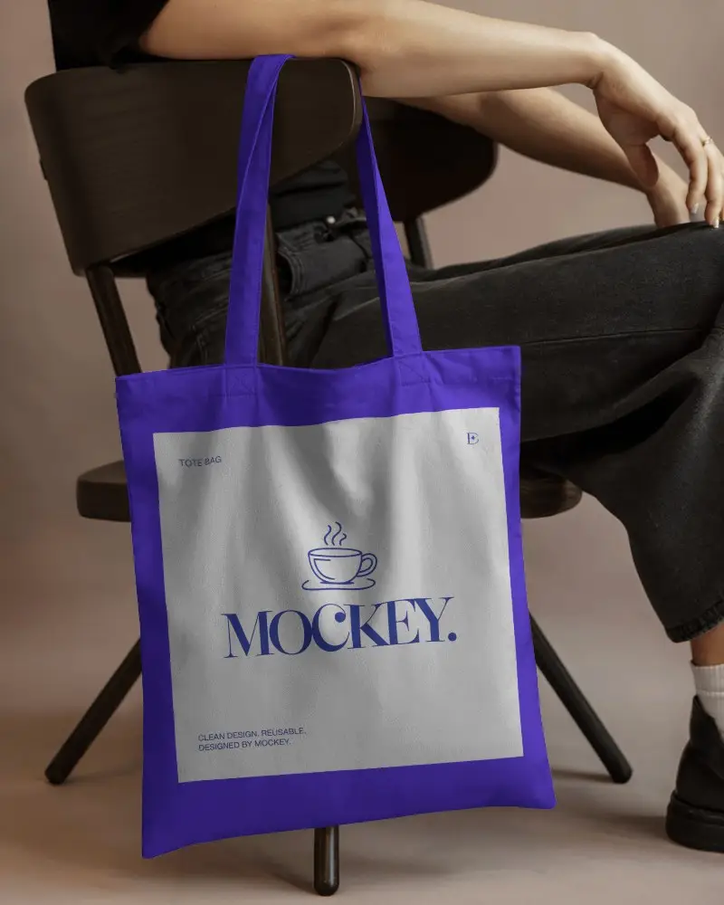 Premium Quality Plain Tote Bag Mockup With Long Handles For Custom Design Showcase Or Merchandise
