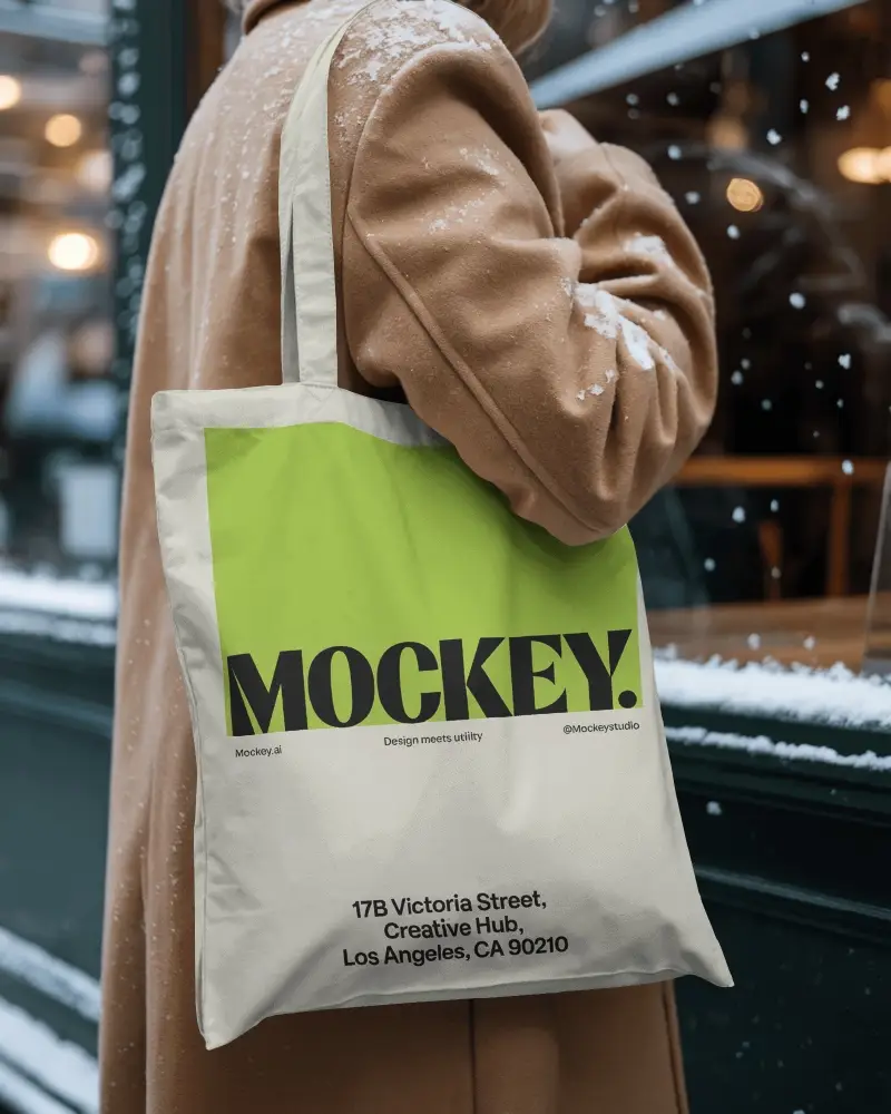 Stylish Winter Tote Bag Mockup For Custom Designs And Promotional Use 0381