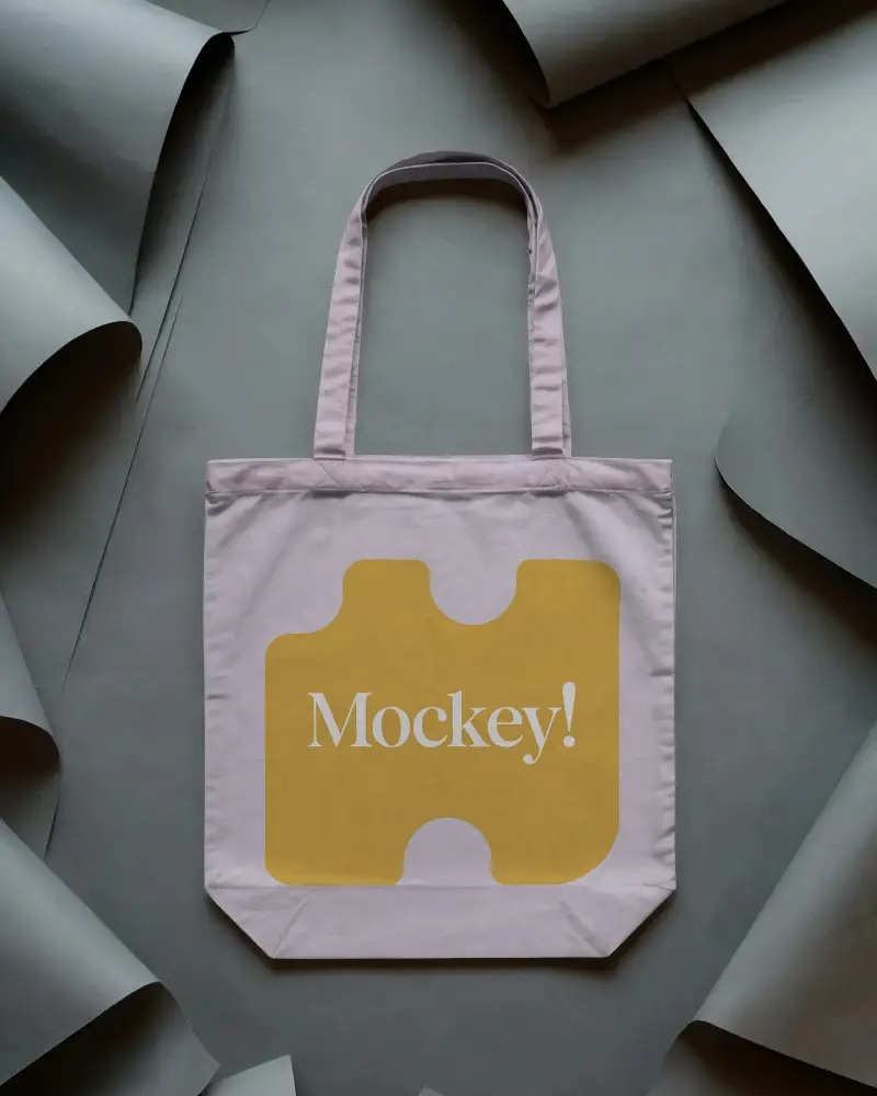 Modern Minimalist Tote Bag Mockup Flattened For Promoting Environmental Friendly Use