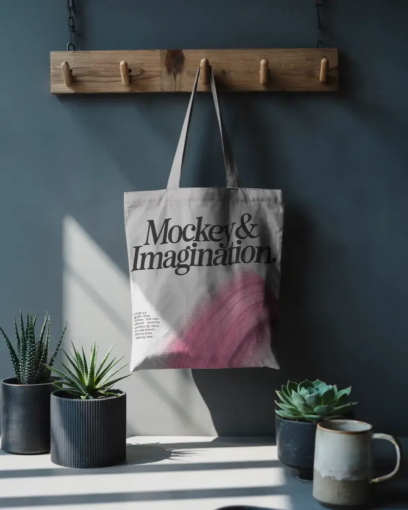 Minimalist Canvas Tote Bag Mockup With Natural Light And Modern Decor Elements For Promo