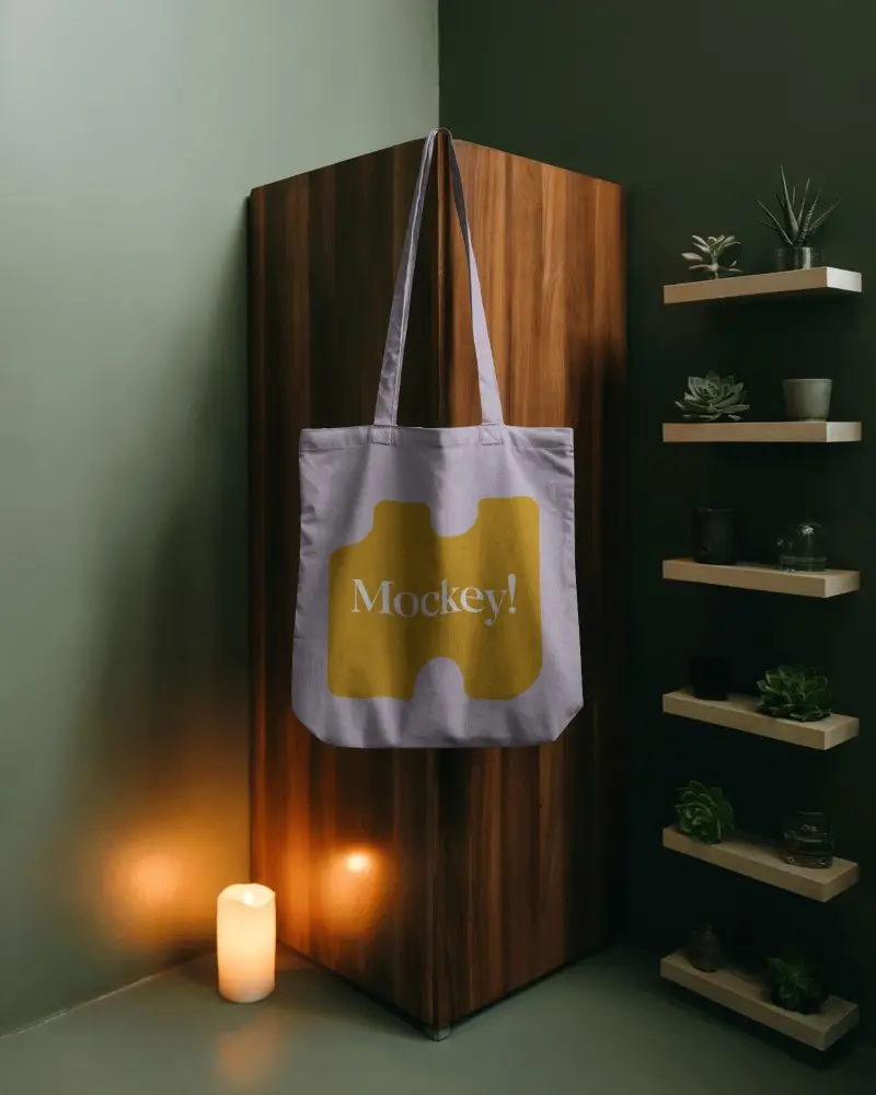 Minimalist Large Capacity Cotton Tote Bag Mockup On Modern Interior Background
