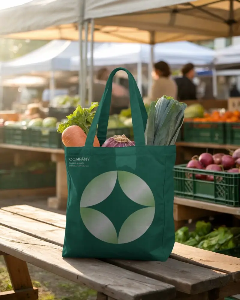 Premium Cotton Tote Bag Mockup For Market Shopping And Branded Eco Friendly Packaging