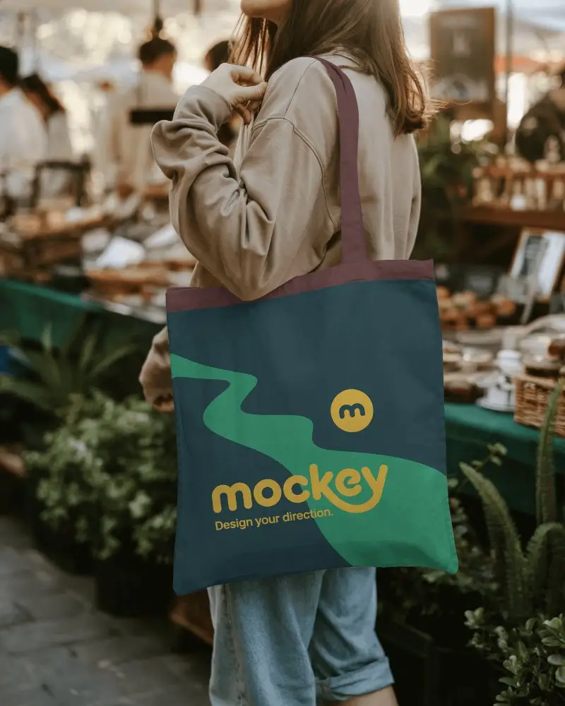 Eco Friendly Canvas Tote Bag Mockup With Long Straps For Comfortable Handling And Shopping