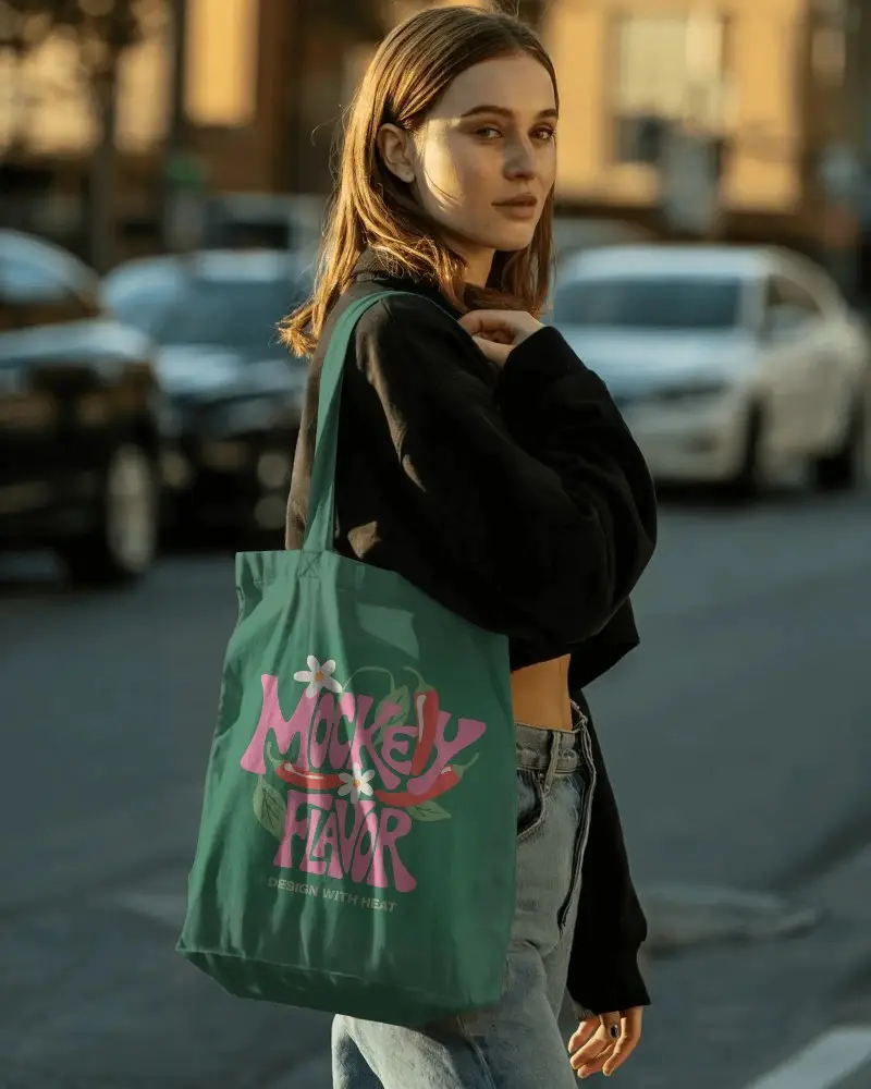 Minimalist Cotton Tote Bag For Custom Printing And Eco Friendly Grocery Shopping Mockup
