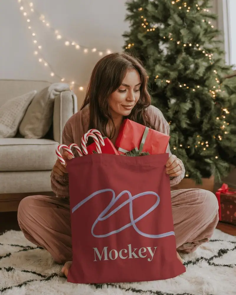 Spacious Cotton Tote Bag Mockup For Gift Carrying With Durable Handles And Easy Access Design