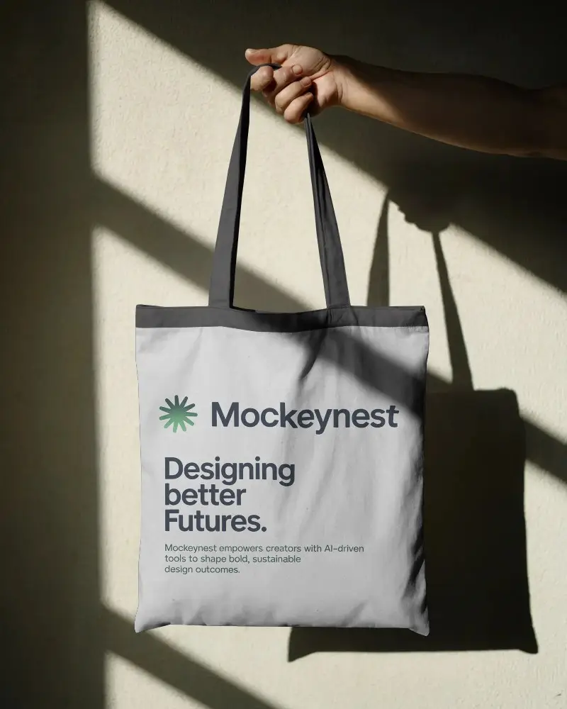 High Quality Reusable Tote Bag Mockup With Long Handles Perfect For Custom Designs
