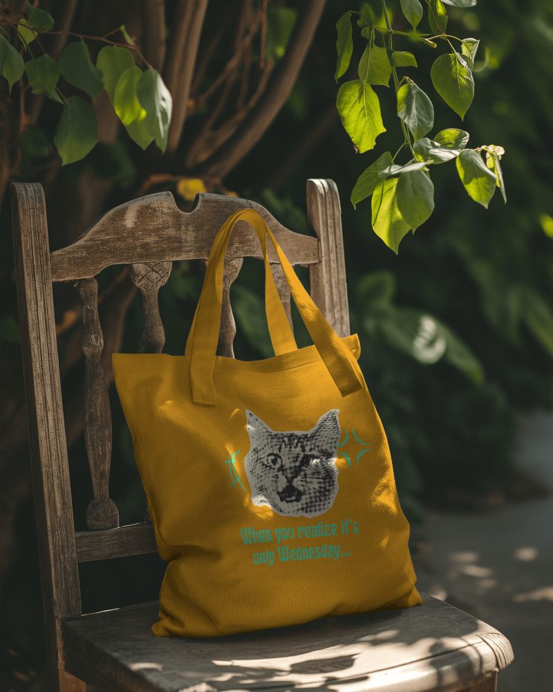 Aesthetic Totebag Mockup On A Chair With A Picturesque Garden