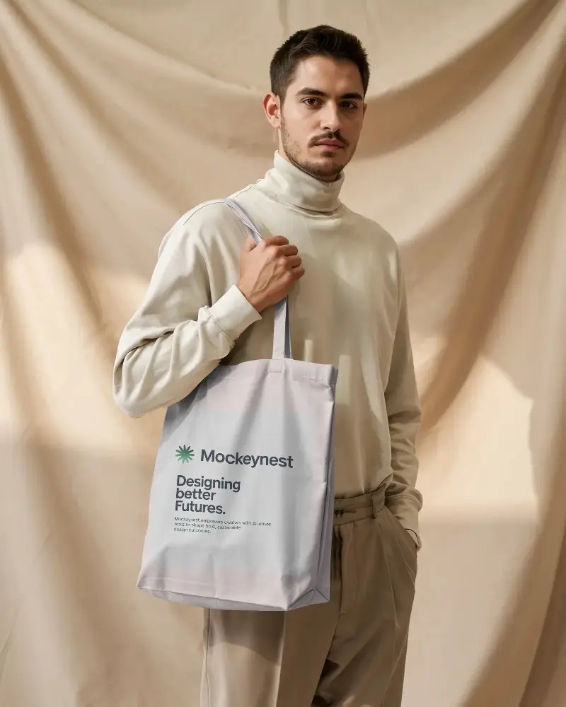 High Quality Cotton Tote Bag Mockup Ideal For Eco Friendly Branding And Marketing Campaigns