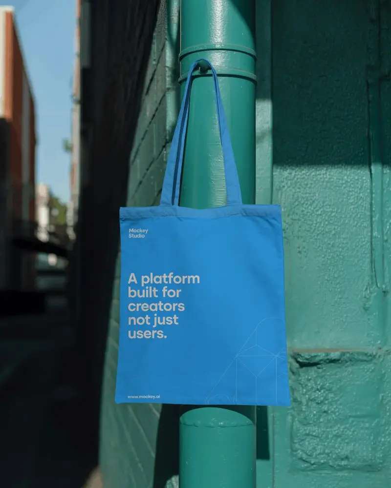 Plain Simple Tote Bag Mockup Showing Versatile Carrying Accessory In Street Setting